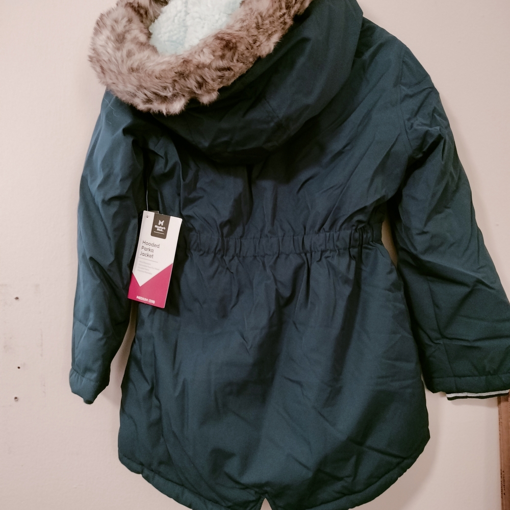 Girls Medium Members Mark Blue Winter Coat Hooded Parka Jacket Sz Medium 7/8 - Picture 2 of 8